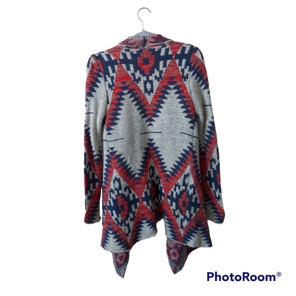 Quinn Southwest Boho Bohemian Open Front Oversize Cardigan Sweater Small - Picture 2 of 5